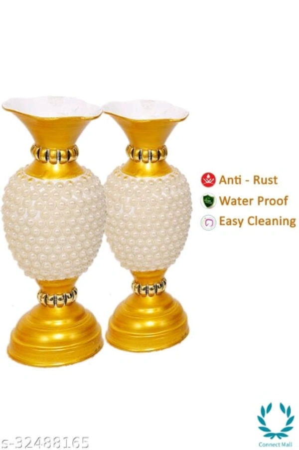 Rapidflue Handcrafted Full Moti Gold Iron Flower Vase - 2